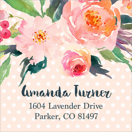 Watercolor Bouquet Square Address Labels